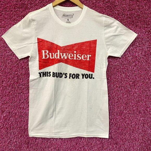 Budweiser Bowtie Logo - This Bud's For You - T-Shirt Small - Picture 1 of 4